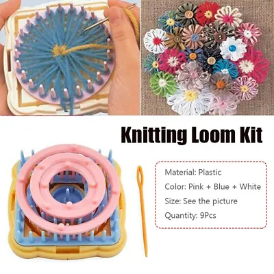 £7.96 • Buy 9X  Knit Knitting Loom Maker Wool Yarn Needle Crochet Flower Home Craft Kit DIY