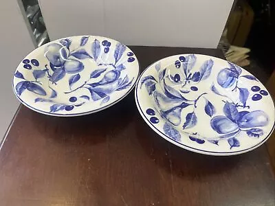 La Primula Ceramica Quadrifoglio Pair Blue Fruit Soup Bowls Size 8  • $16.99