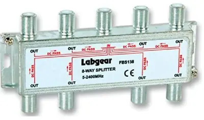 Labgear 8 Way Powerpass F Type Cable Splitter 5-2400Mhz TV Aerial Sky Freeview • £14.99