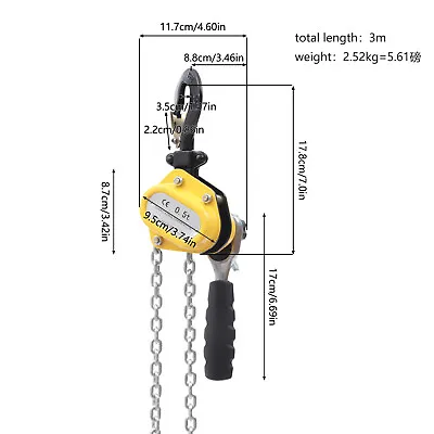G80 1/2Ton Mini Lever Chain Hoist Ratchet Type Come Along Puller Highly Portable • $52.36