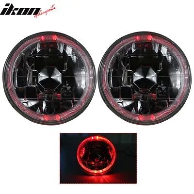 5 Inch Round Headlights Conversion Angel Eye Crystal Clear Red Halo LED Pair • $43.25