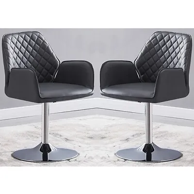 Bucketeer Grey Faux Leather Dining Chairs In Pair • £149.95