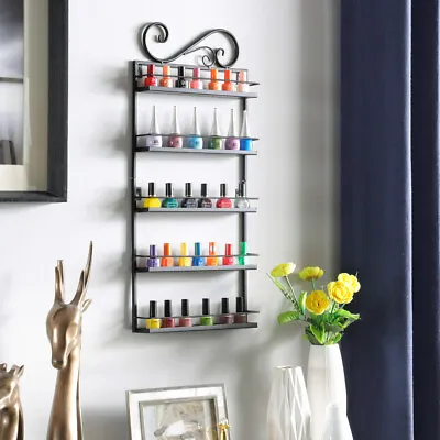 5 Tier Nail Polish Display Metal Rack Wall Mount Organizer Makeup Shelf Holder • $21.99