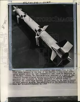 1968 Press Photo Spartan Missile Successfully Test Fired Marshall Islands • $19.99