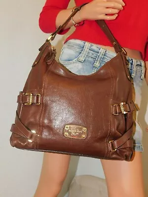 Michael Kors Gansevoort Large Top Zip Shoulder Bag Chocolate Leather EUC $298.00 • $139