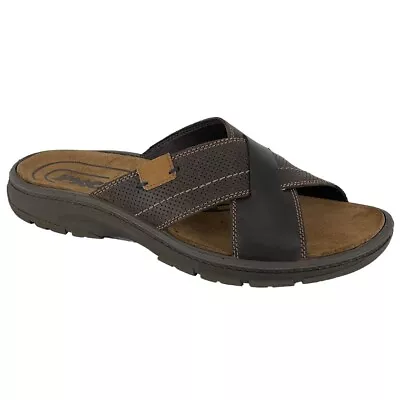 Italian M120b Mens Mules Sandals Cross Over Brown Leather Soft - Uk : 7-12 • £35.99