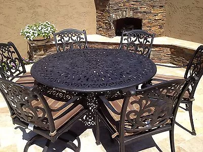 Mandalay Outdoor Patio 7 Pc Dining Set Cast Aluminum Dark Bronze Color  • $2469