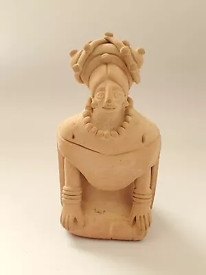 Vintage Clay Mexican Folk Art Pottery Aztec Woman Queen Figurine Made In Mexico  • $19.99