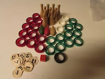 Vintage Merdel  CARROM Gameboard 40 Plastic Parts Pieces Includes 10 Wood Pins • $9.95