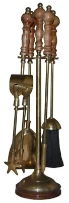 £36.99 • Buy Brass Companion Set Fireside Tools Fireplace Accessories Poker Fire Hearth Tidy