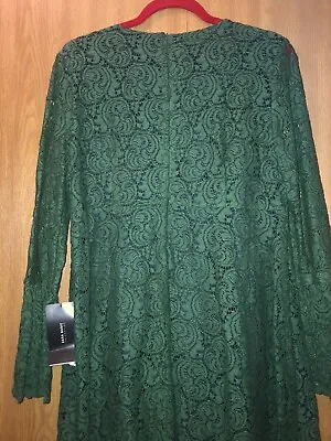 Nwt Zara Women Green Lace Dress Sz.l/large Bell Sleeves • $59.99