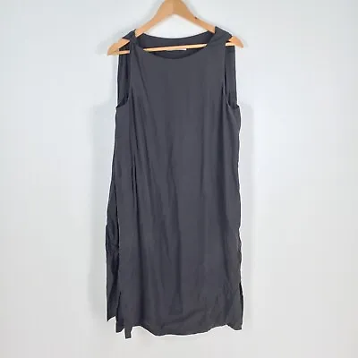 $69.95 • Buy Scanlan Theodore Womens Dress Size 12 Shift Silk Grey Sleeveless Boat Neck018163
