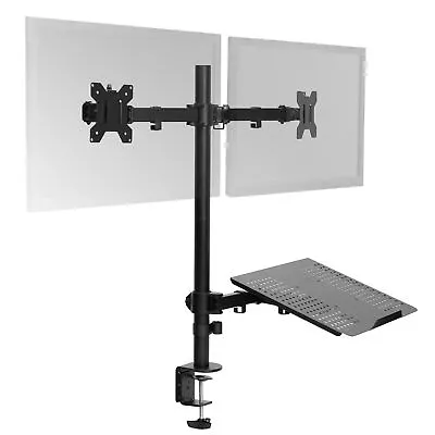 VIVO Dual 13  To 27  Monitor Mount With Laptop Holder Tall Adjustable Stand • $59.99