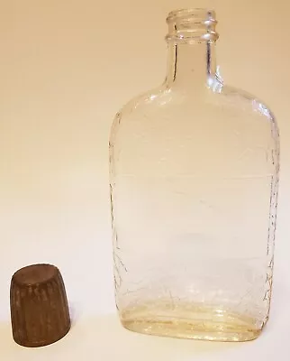 Vintage Clear Crinkle Crackle Glass Liquor Bottle Decanter With Lid • $15