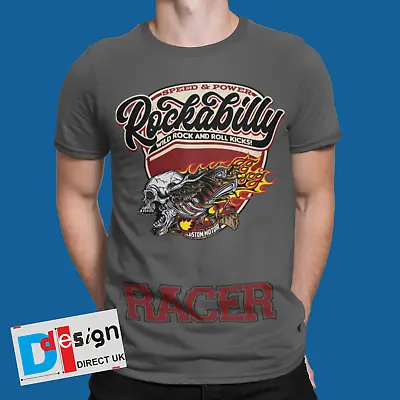 £9.99 • Buy Rockabilly Racer T-Shirt Pin Up Skull Rocker Car Racer Cool Rock N Roll Tee