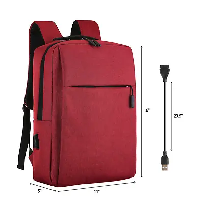Men Women 16  Backpack Bookbag School Travel Laptop Rucksack Zip Bag USB Port • $13.79