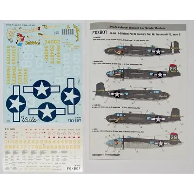 FoxBot Decals 1/48 48-043 B-25G/J Mitchell  Pin-Up Nose Art And Stencils  Pt3 • $24