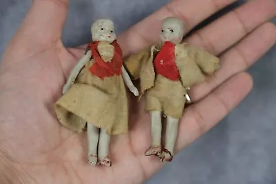 2 Vintage Miniature Bisque Dollhouse Dolls • $0.99