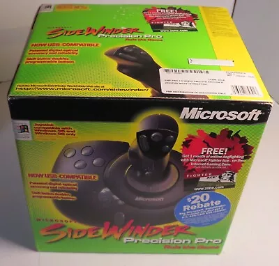 New Vintage Microsoft Side Winder Precision Pro Joystick W/CD & Docs Sealed Box • $199.99