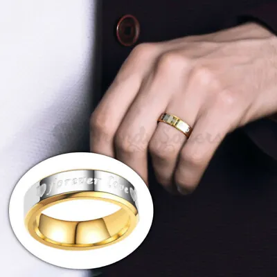 Classic Smooth Polish Silver Gold Men Wedding Promise Ring Size 9 (19mm) S - T • £4.99