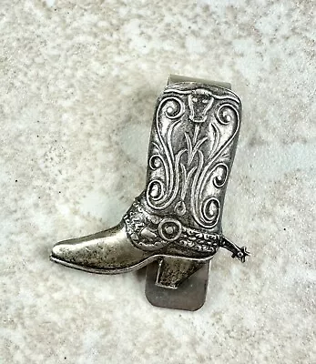 Vintage Sterling Silver American Western Cowboy Boot Small Size 1.3” Money Clip • $11.50