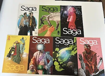 Saga #1-7 Very Low Grade 2nd Print Issue 1 Image Comics *see Pics* • £110