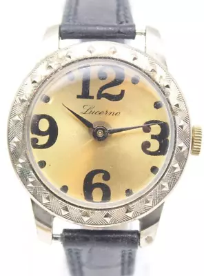 GLUCK LUCERNE SWISS SELF-WIND WATCH 1j 34mm 15.6mm LUG RUNS (EP) • $24.95