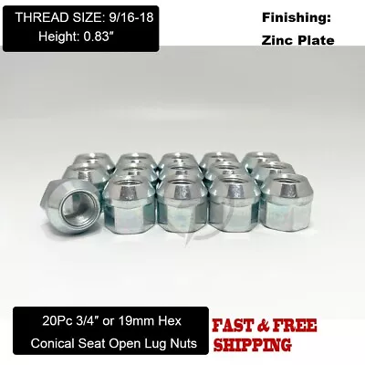 20Pc Bulge Acorn Open End Lug Nuts 9/16-18 Fits Dodge Ram 1500 Durango Dakota • $16.49