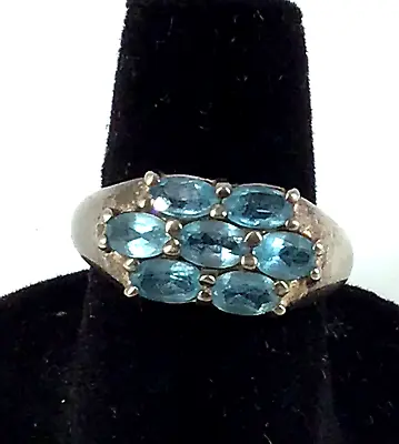 Vintage Estate Blue Topaz 925 Sterling Silver Ring Jewelry Sz 7 • $25