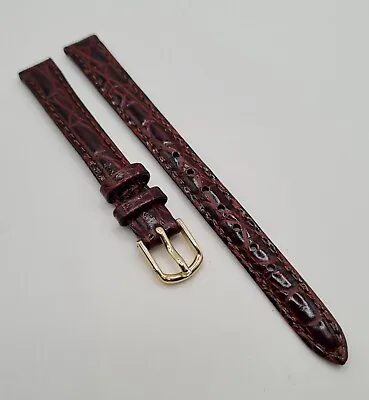 Accurist 10mm Brown Leather Watch Strap Smooth Crocodile Grain 🐊⌚️ *NOS*  • £7.95