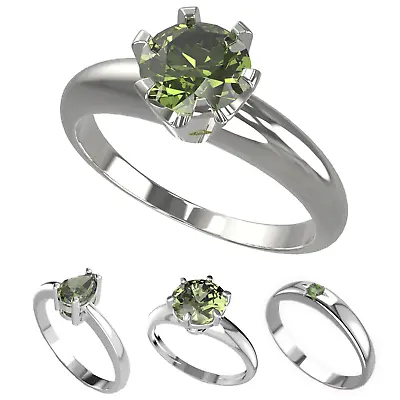 Silver Faceted Moldavite Ring Vltavin Tektite Jewelry Meteorite Heart Round Oval • $90