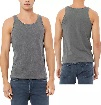 Mens Heathered Soft Ringspun Cotton Blend Jersey Tank Top Sleeveless Tee XS-2XL • $13.99