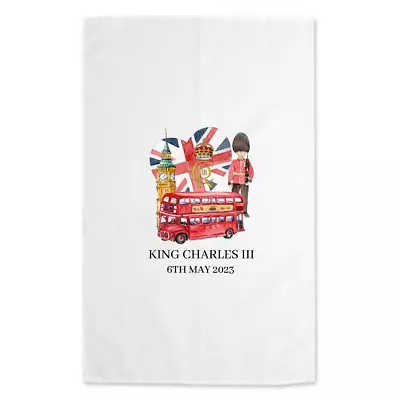 Second Ave King Charles III Royal Coronation London Cotton Tea Towel Kitchen • £9.99