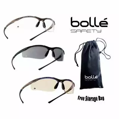 £12.95 • Buy BOLLE CONTOUR Safety Glasses Clear Smoke ESP Lens Anti-Fog Anti-Scratch FREE Bag