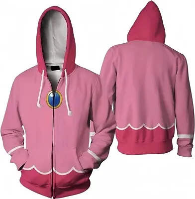 Mario Princess Cosplay Costume Hoodie Adult 3D Printed Hoodie Full Zip Up Size M • $19.99