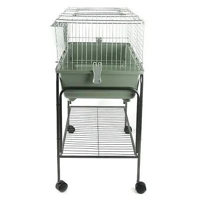 Indoor Rabbit Guinea Pig Cage With Stand 100cm Silver/Beige Single Tier New • £55.24