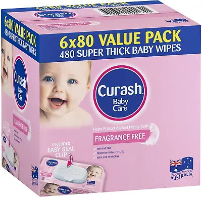 $23.40 • Buy Curash Fragrance Free Baby Wipes 6X80 Wipes (FREE Shipping)