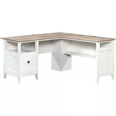 Sauder August Hill Engineered Wood L-Shaped Computer Desk In Glacier White • $237.64