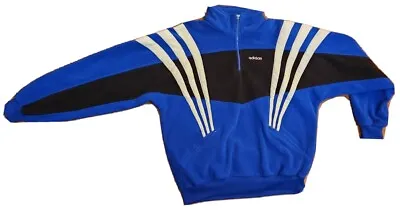 $49.99 • Buy Vintage ADIDAS Fleece Jacket 1/4 Zip Men's Size L RUN DMC OG Pullover Striped 