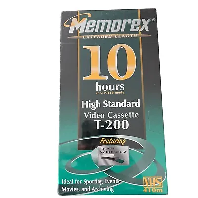 Memorex 10 Hours High Standard Video Cassette T-200 VHS New Sealed HTF • $17.99