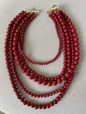 Beautiful New Layered Marble Effect Red Zara Gems Statement Necklace • £15.95