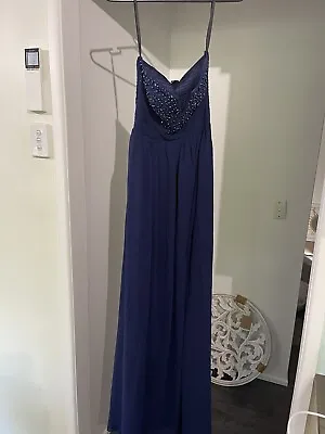 Little Mistress Brand Navy BLUE DRESS FORMAL WEDDING Size 10 Embellished • $83.99
