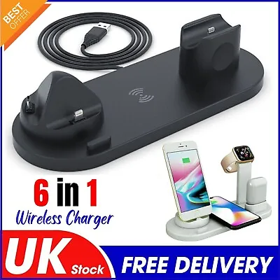 Wireless Charger Stand 6 In 1 Charging Dock Station For IPhone /Samsung /iWatch • £13.78