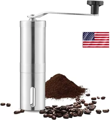 Manual Coffee Bean Grinder Stainless Steel Hand Coffee Mill Ceramic Burr US Ship • $9.09