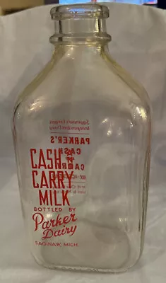 Half Gallon Parker Dairy Saginaw Milk Bottle MICHIGAN  MI • $15