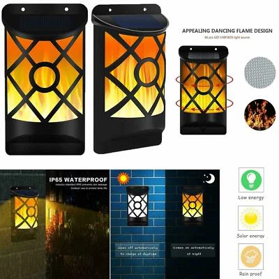 £16.90 • Buy Solar Flame LED Lights Wall Fence Door Shed Garden Outdoor Flickering Torch Lamp