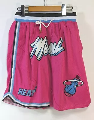 Miami Heat Men’s Pink Basketball Shorts Zipper Pockets Size Lrg NBA Just Don • $29.98