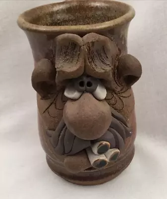 Vtg Signed Mahon Made Stoneware Handcrafted Funny Face Smoking Mug NICE! • $22.49