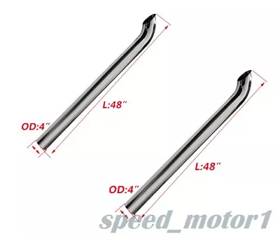 2PCS Curved Chrome Exhaust Pipe 4  Inch OD X 48  Length Truck Exhaust Tube • $252