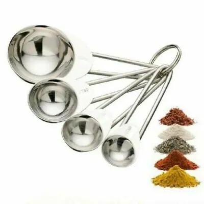 Kitchen Craft Stainless Steel Ml Tsp & Tbsp Measuring Spoons Cup 4 Piece Set • £3.77